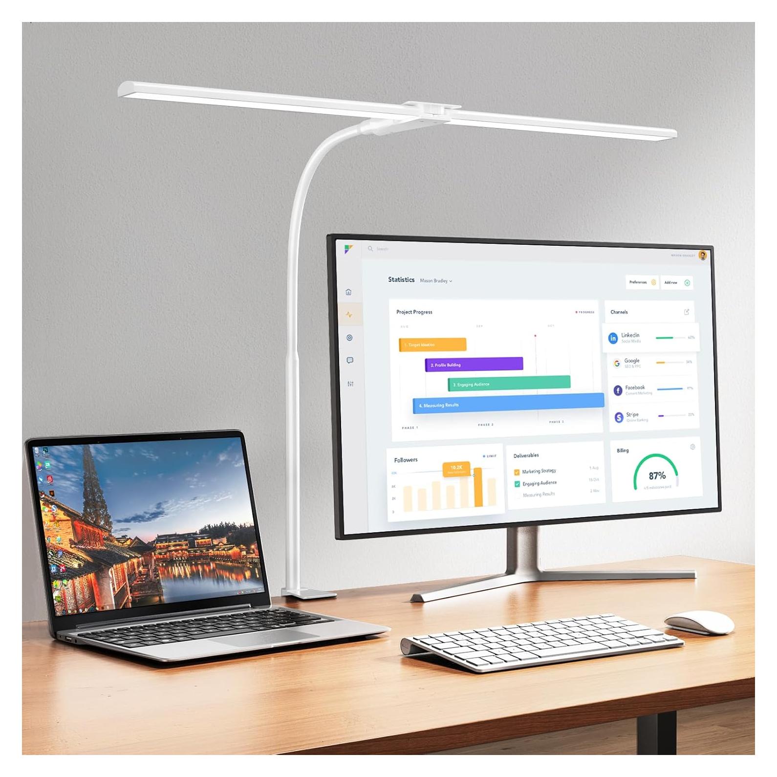 Lámpara de escritorio LED EppieBasic doble cabeza 1200LM blanca