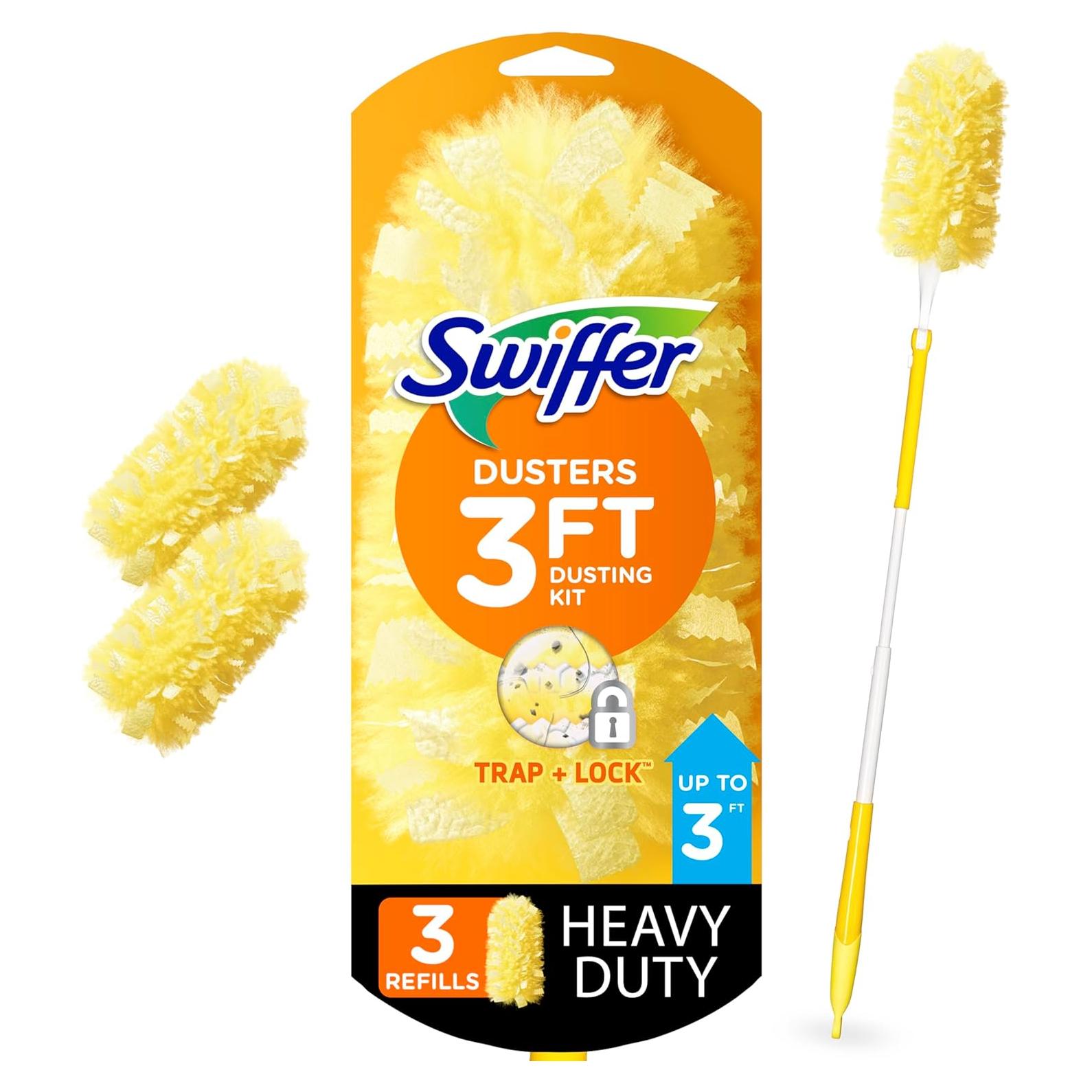 Kit de Limpieza Swiffer Duster Heavy Duty con Mango Extensible 0.91m y 3 Recambios