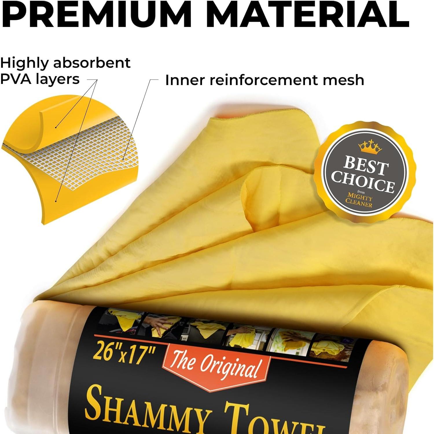 Paño Shammy Premium Mighty Cleaner 66x43cm Absorbente Sin Rayones