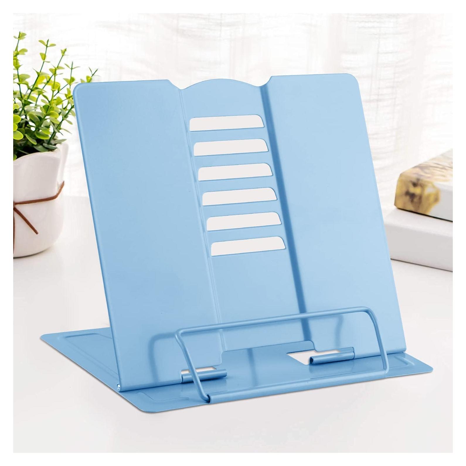 Soporte de Libro Ajustable MSDADA de Metal Azul Claro