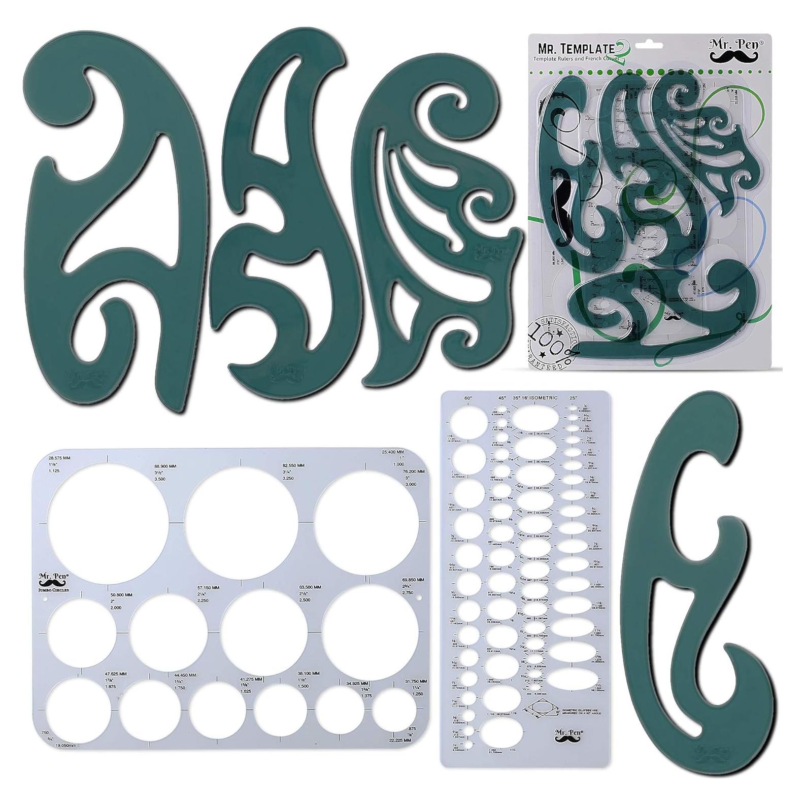 Plantillas de Dibujo Mr. Pen - Curva Francesa y Elipse 6 Pzas