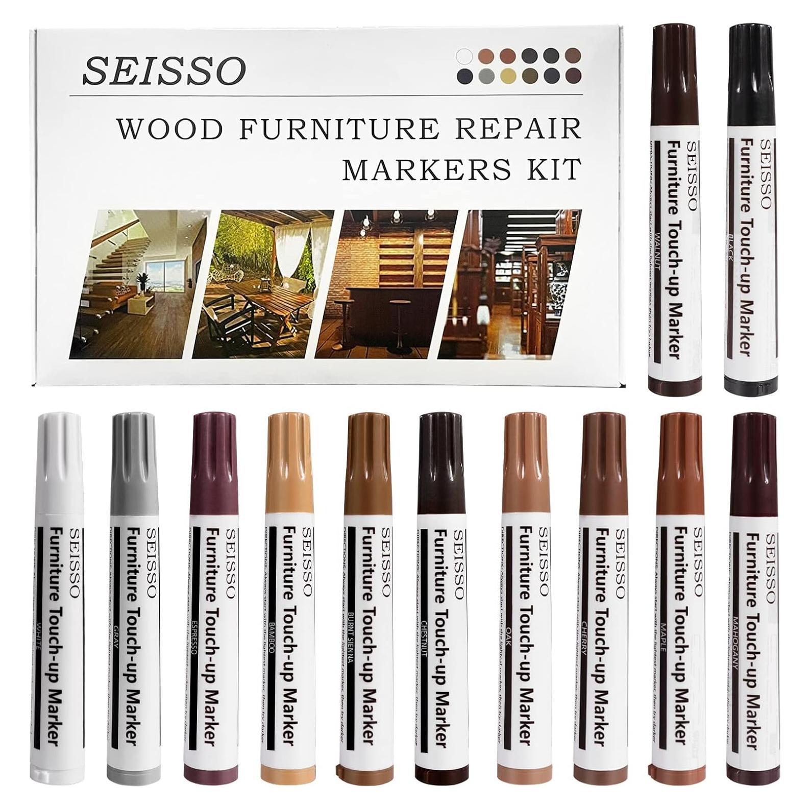 Kit de Marcadores de Retoque SEISSO para Madera - 12 Colores