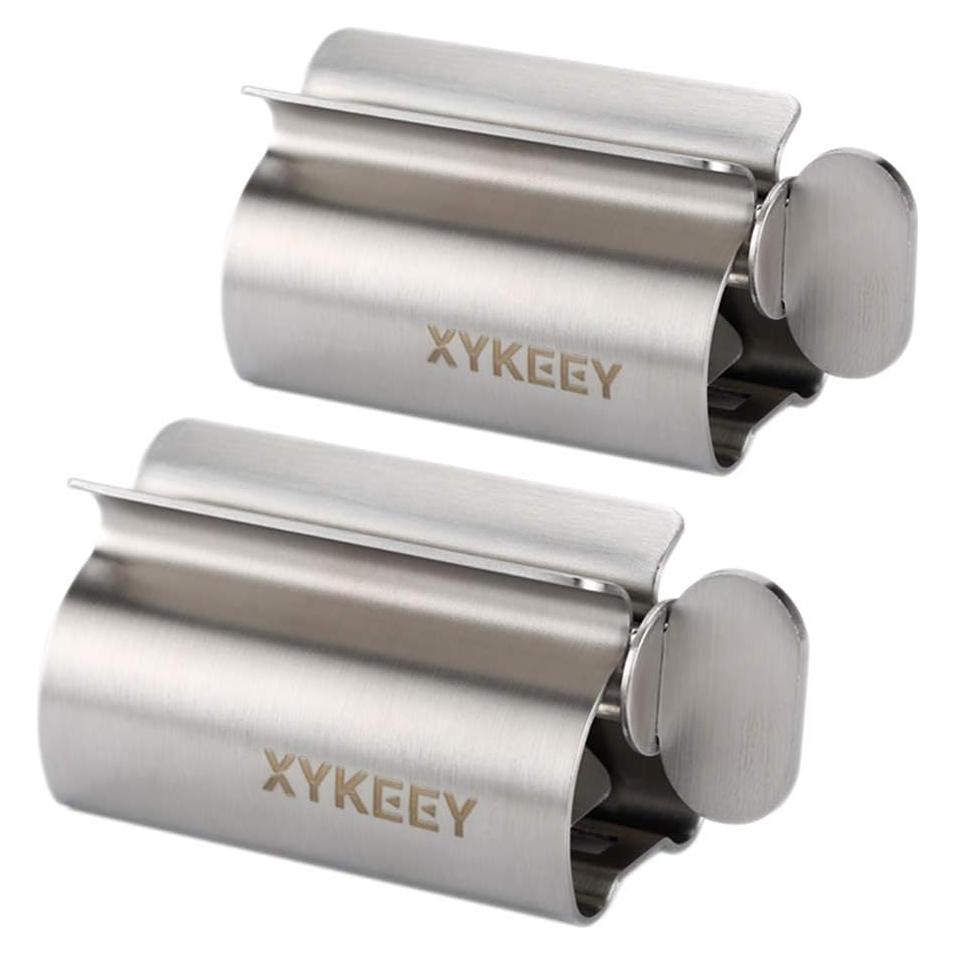 XYKEEY Juego de 2 Rodillos Exprimidores de Pasta de Dientes Acero Inoxidable