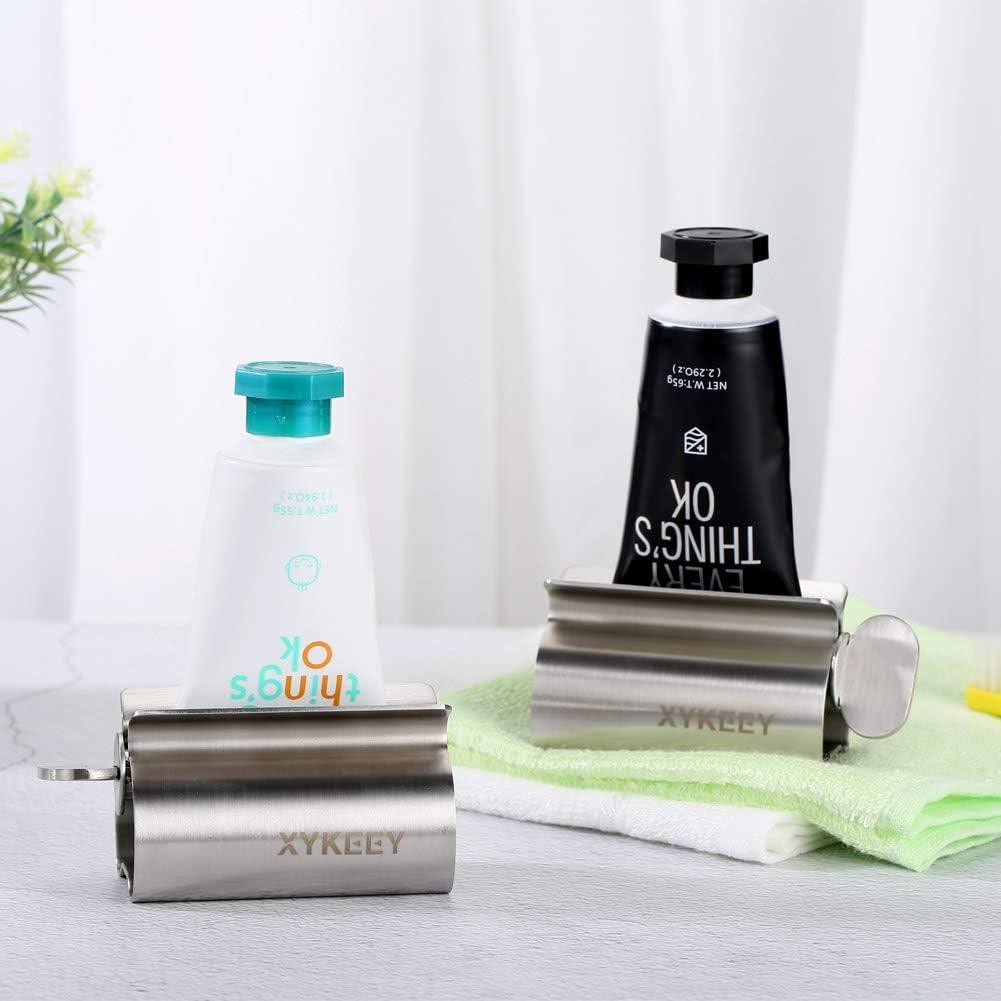 XYKEEY Juego de 2 Rodillos Exprimidores de Pasta de Dientes Acero Inoxidable