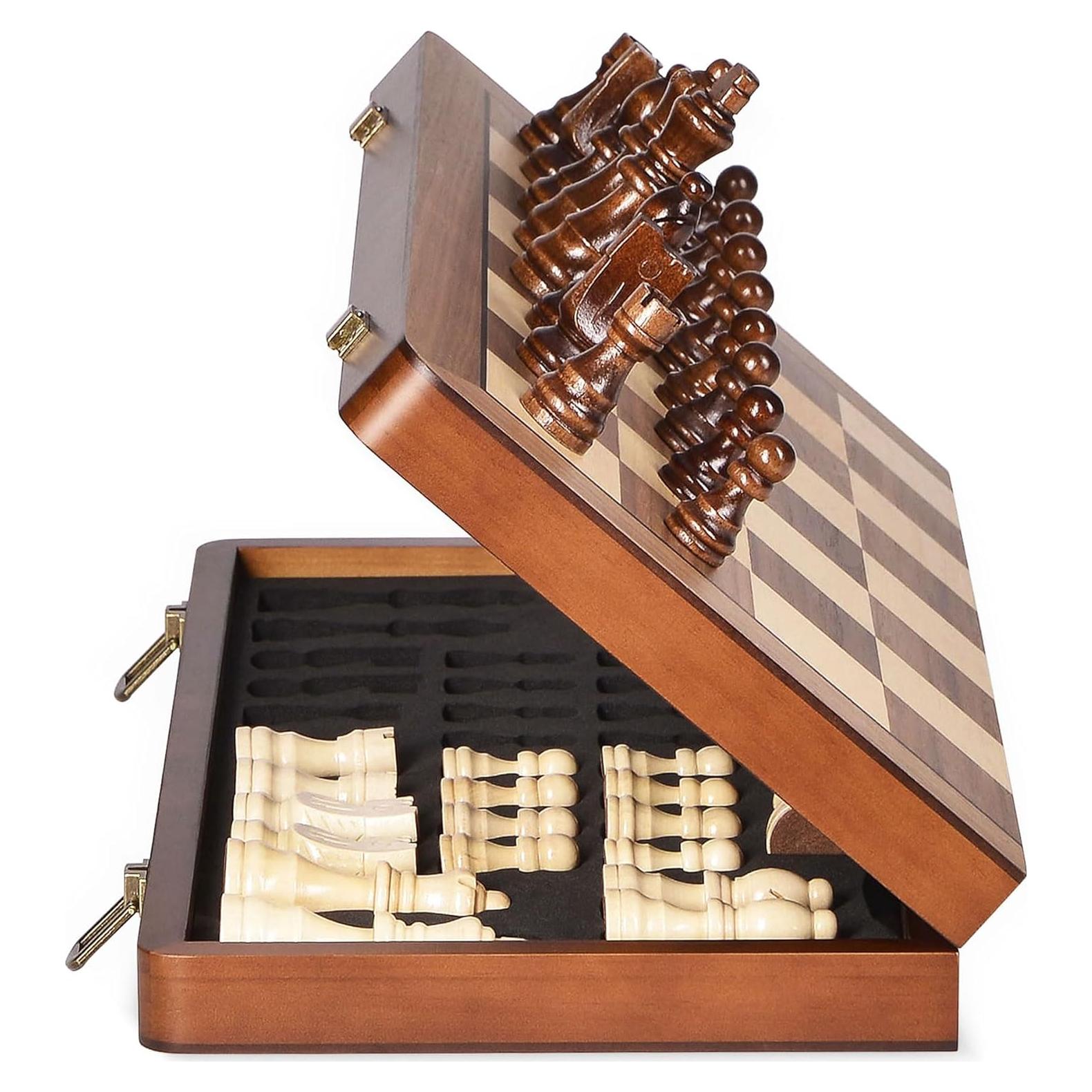 Juego de Ajedrez Magnético Plegable ELONGDI 39x39 cm Madera