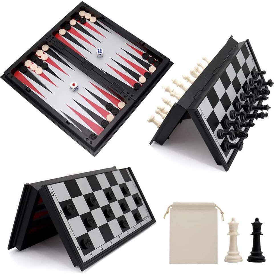 Set de Ajedrez Magnético 3 en 1 KAILE 25.4 cm Viaje