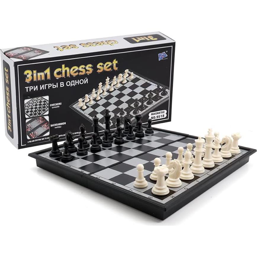 Set de Ajedrez Magnético 3 en 1 KAILE 25.4 cm Viaje