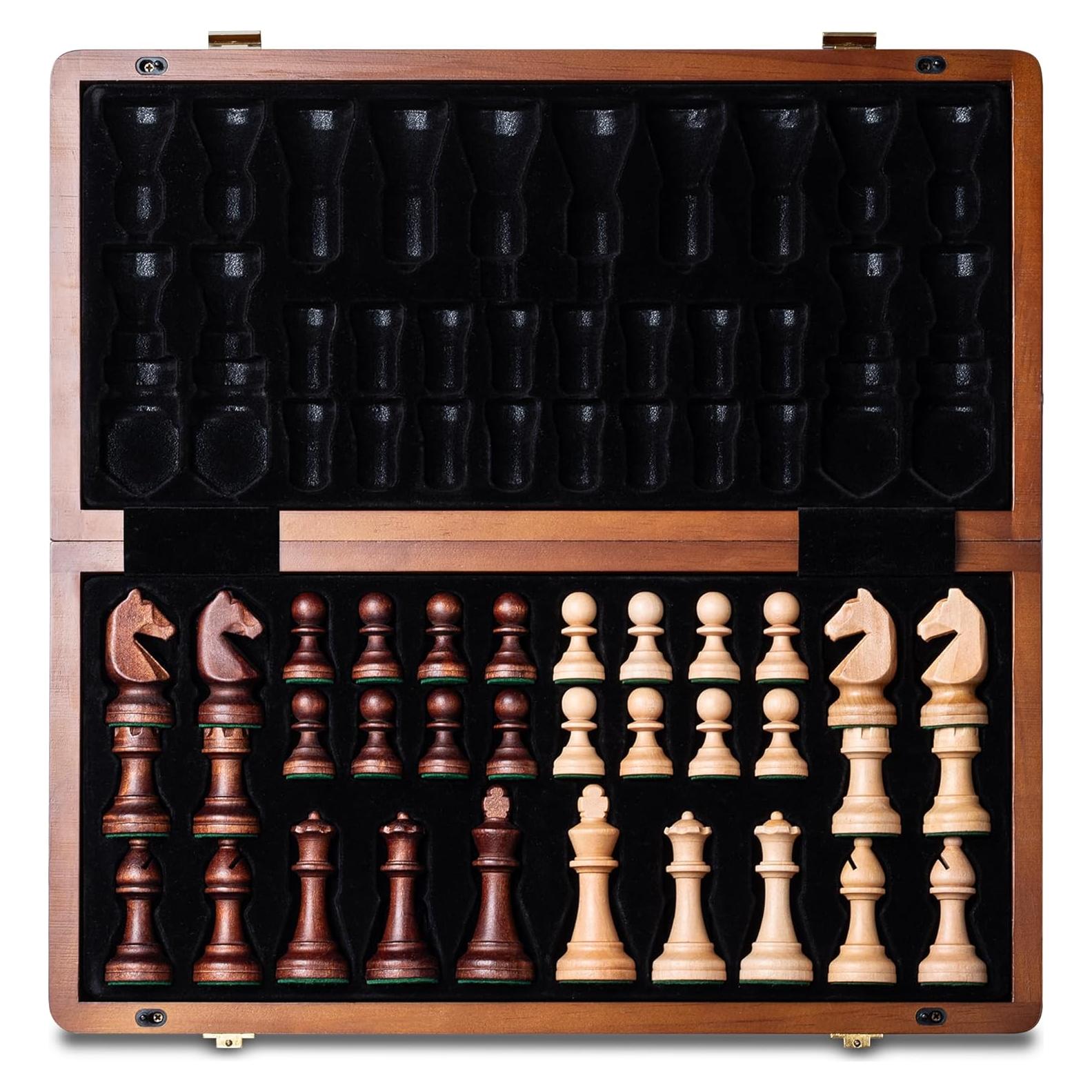 Juego de Ajedrez Magnético A&A de Madera 38x19cm Plegable