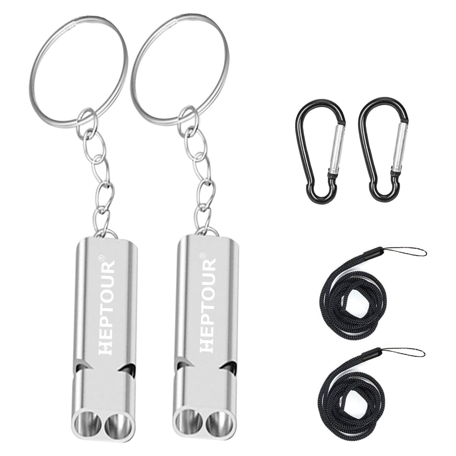 Silbato de Emergencia Heptour Doble Tubo 120dB Aluminio Plata