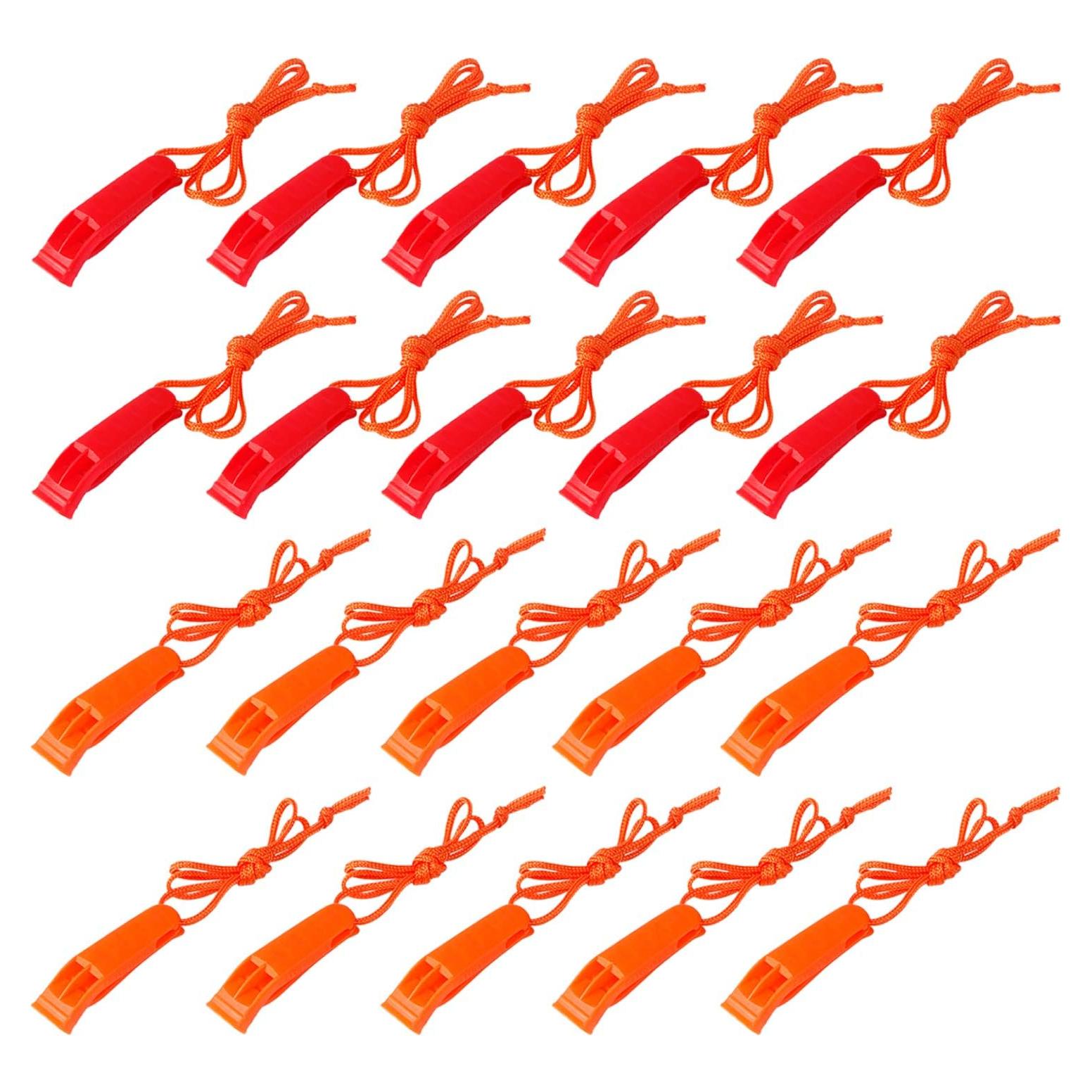 Juego de 40 Silbatos de Seguridad AUGSUN con Cordón - Rojo y Naranja