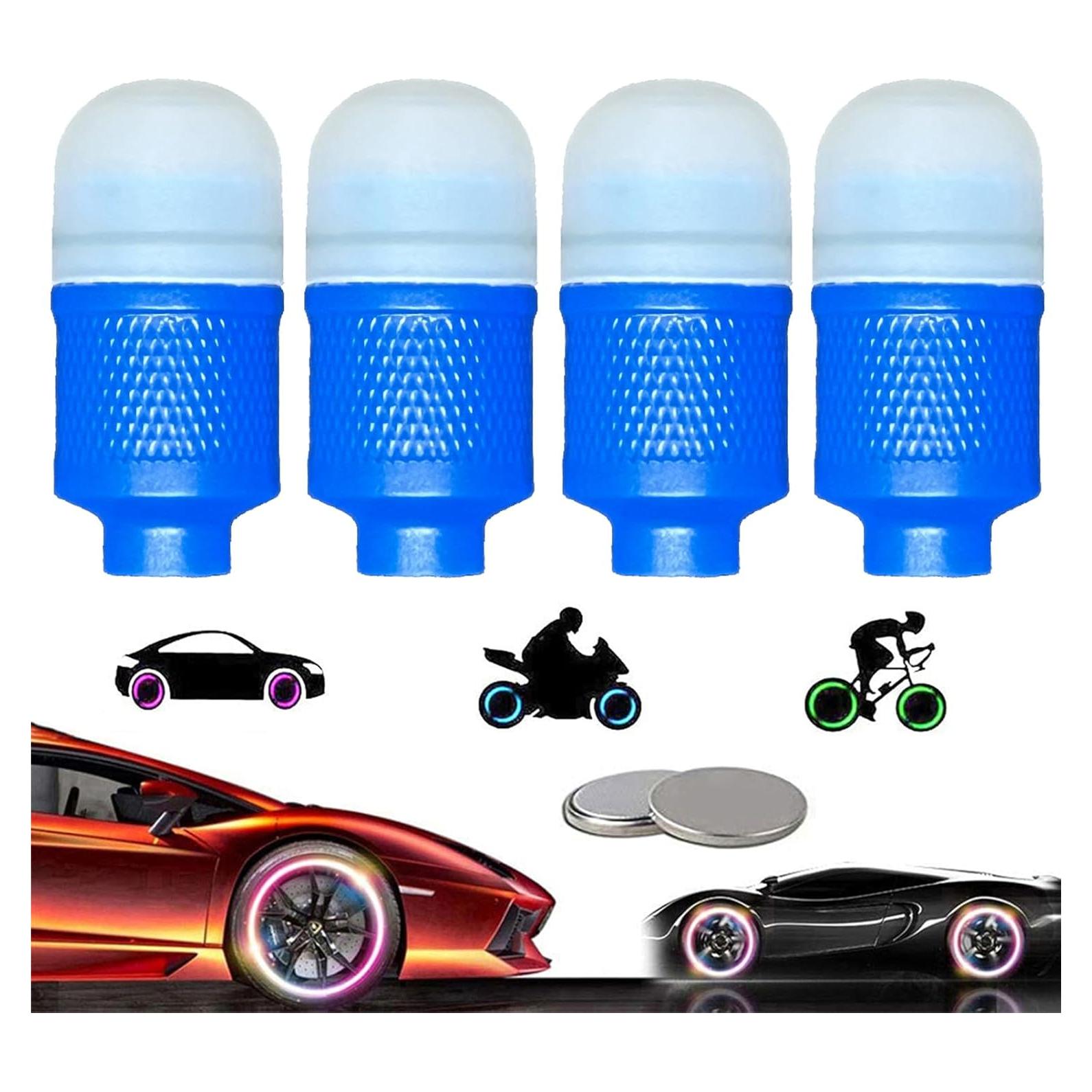 Luces LED para Válvulas de Bicicleta YUERWOVER C-NBL-4 Azul