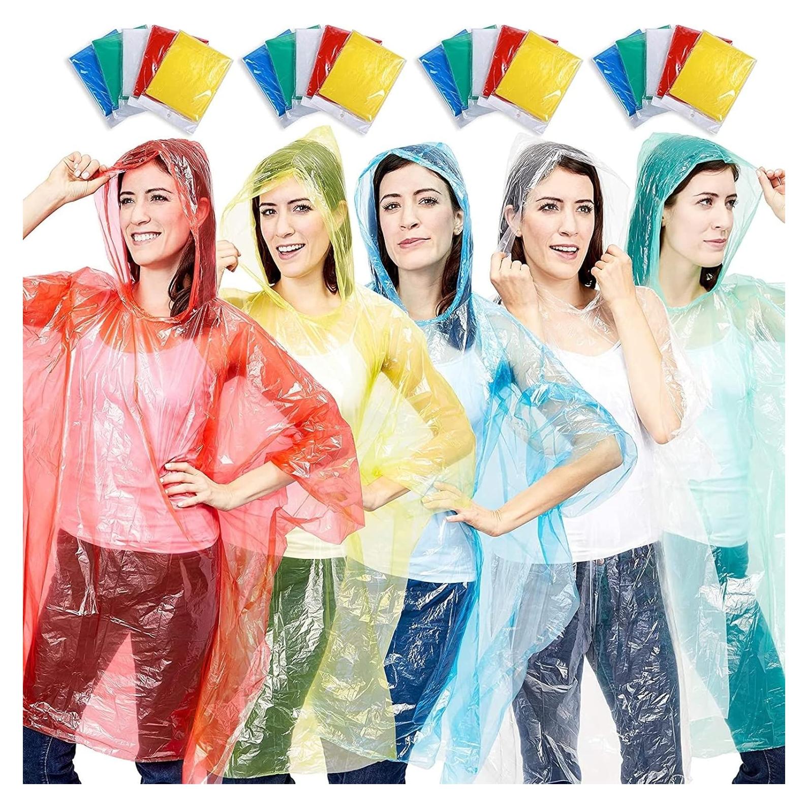 Paquete de 20 Ponchos de Lluvia Desechables Juvale 127x100cm