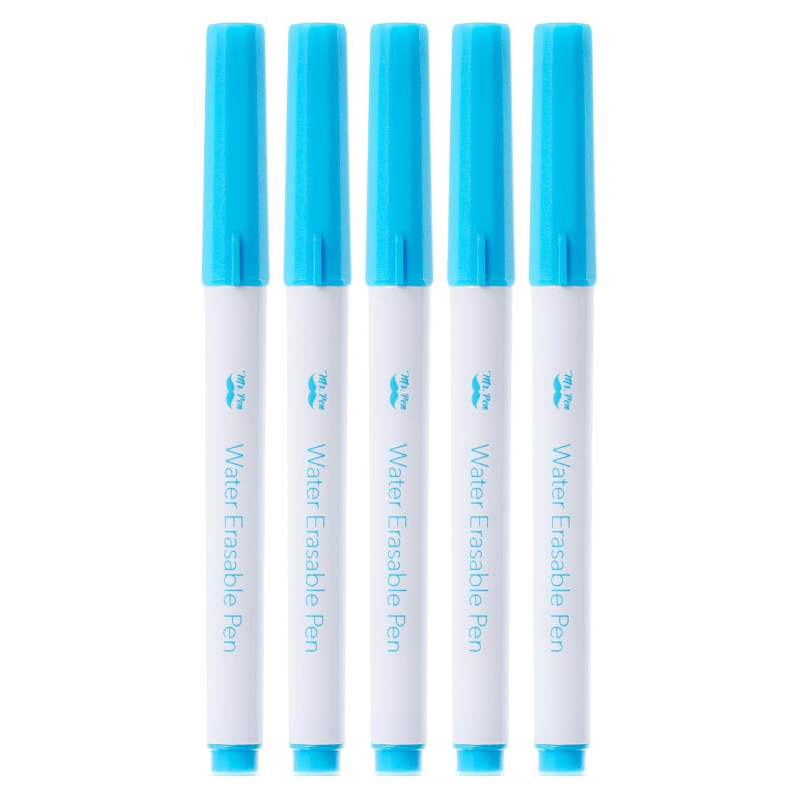 Marcadores de Tela Borrables Mr. Pen - 5 Paquetes Azul
