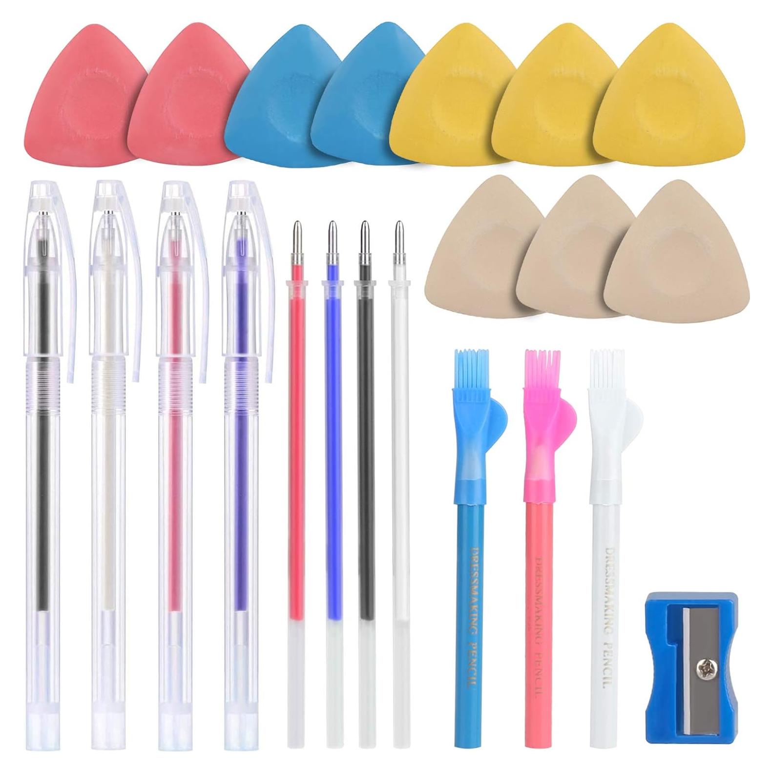 Kit de Costura CampTek - 10 Tizas, 4 Bolígrafos Borrables, 3 Lápices