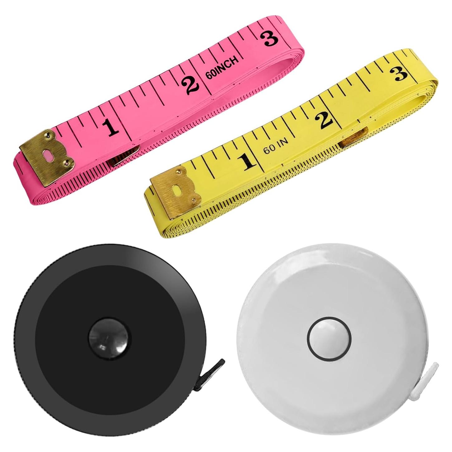 Paquete de 4 Cintas Métricas Retráctiles 150 cm Tesdluy