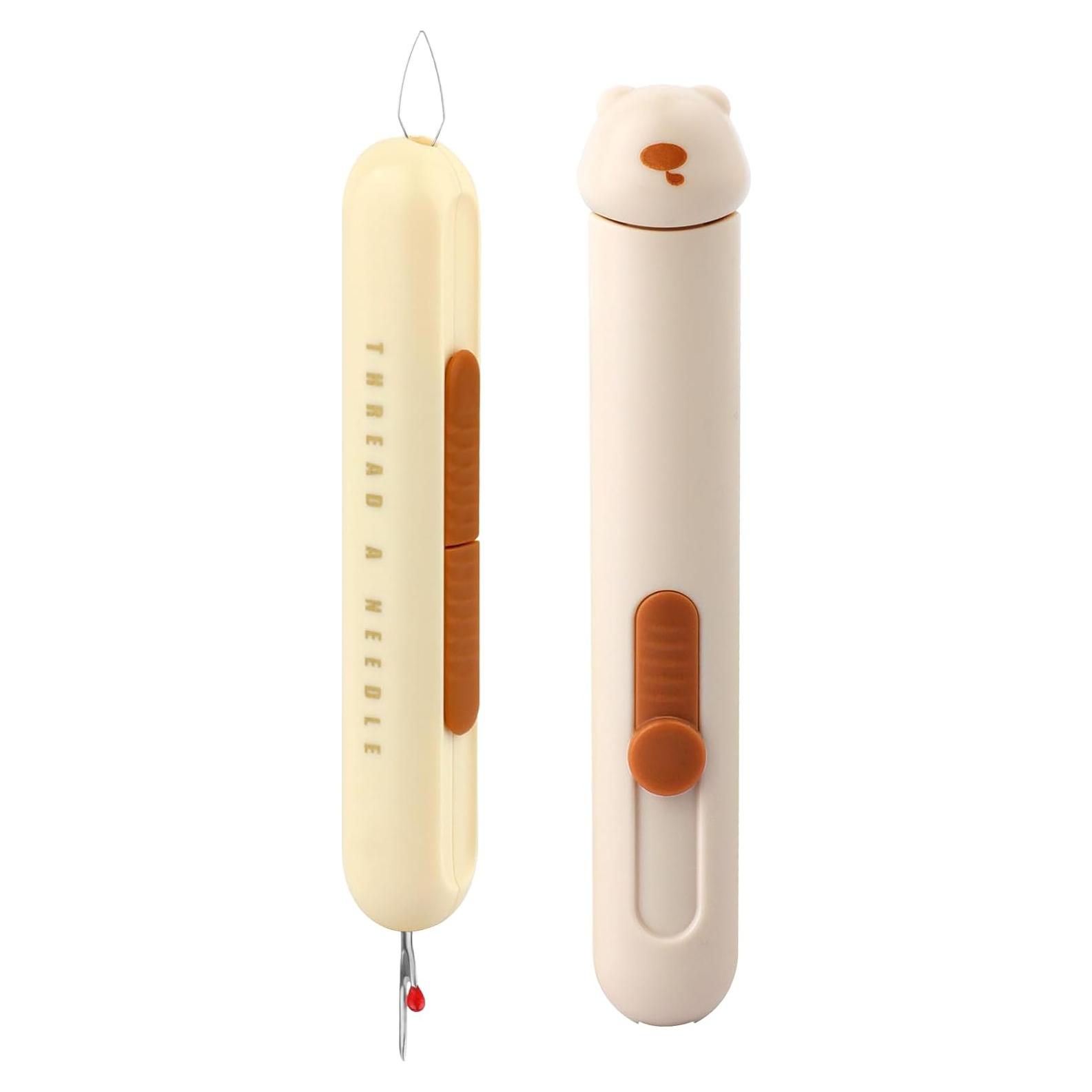 Enhebrador de Agujas 3 en 1 FENGWANGLI Amarillo con Desgarrador