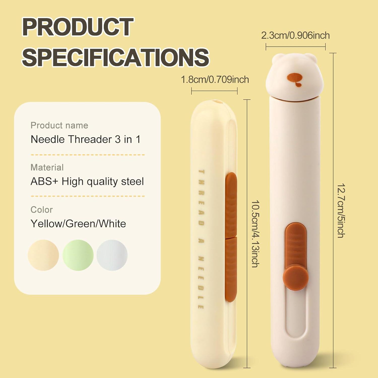 Enhebrador de Agujas 3 en 1 FENGWANGLI Amarillo con Desgarrador