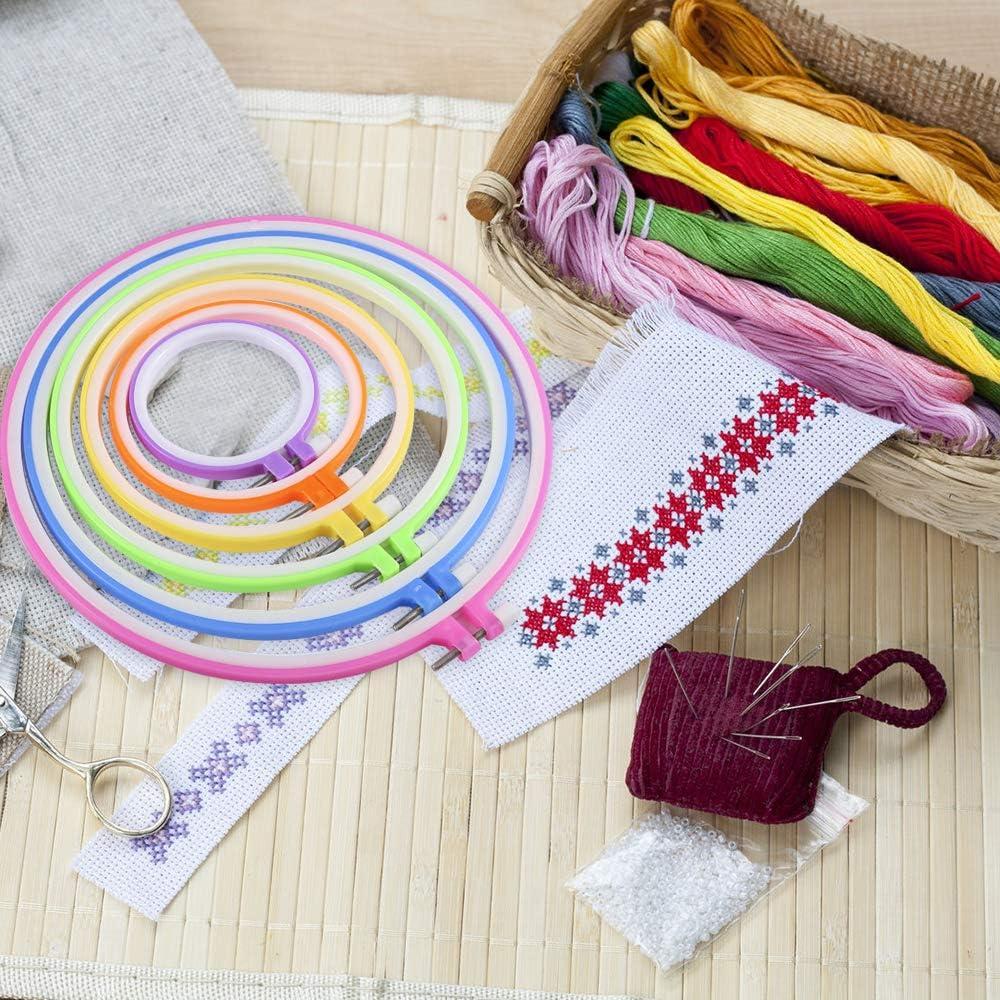 Juego de Aros de Bordado Caydo 6 Piezas 8.6 a 26 cm Multicolor