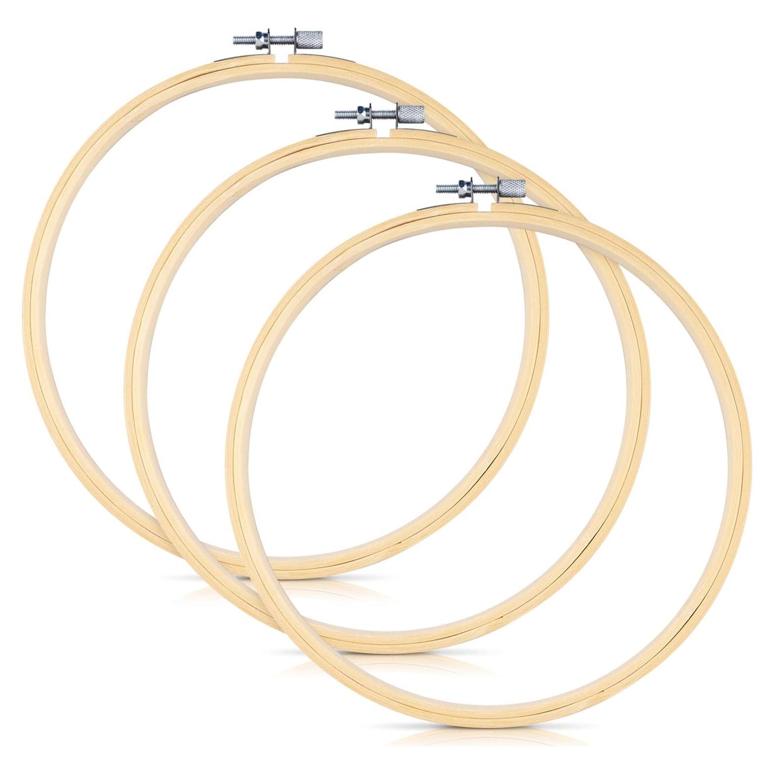 Juego de 3 Aros de Bordado TINDTOP 20 cm de Bambú Natural