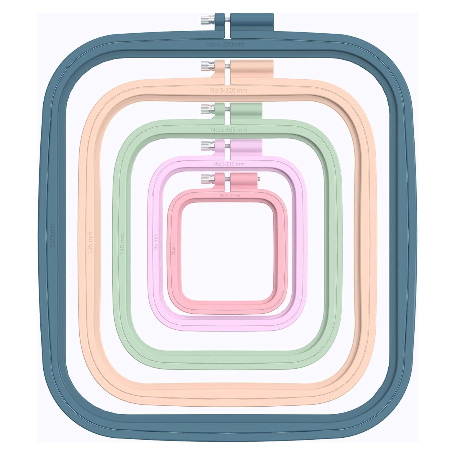 Aros de Bordado Cuadrados Pllieay 5 Piezas Plástico ABS
