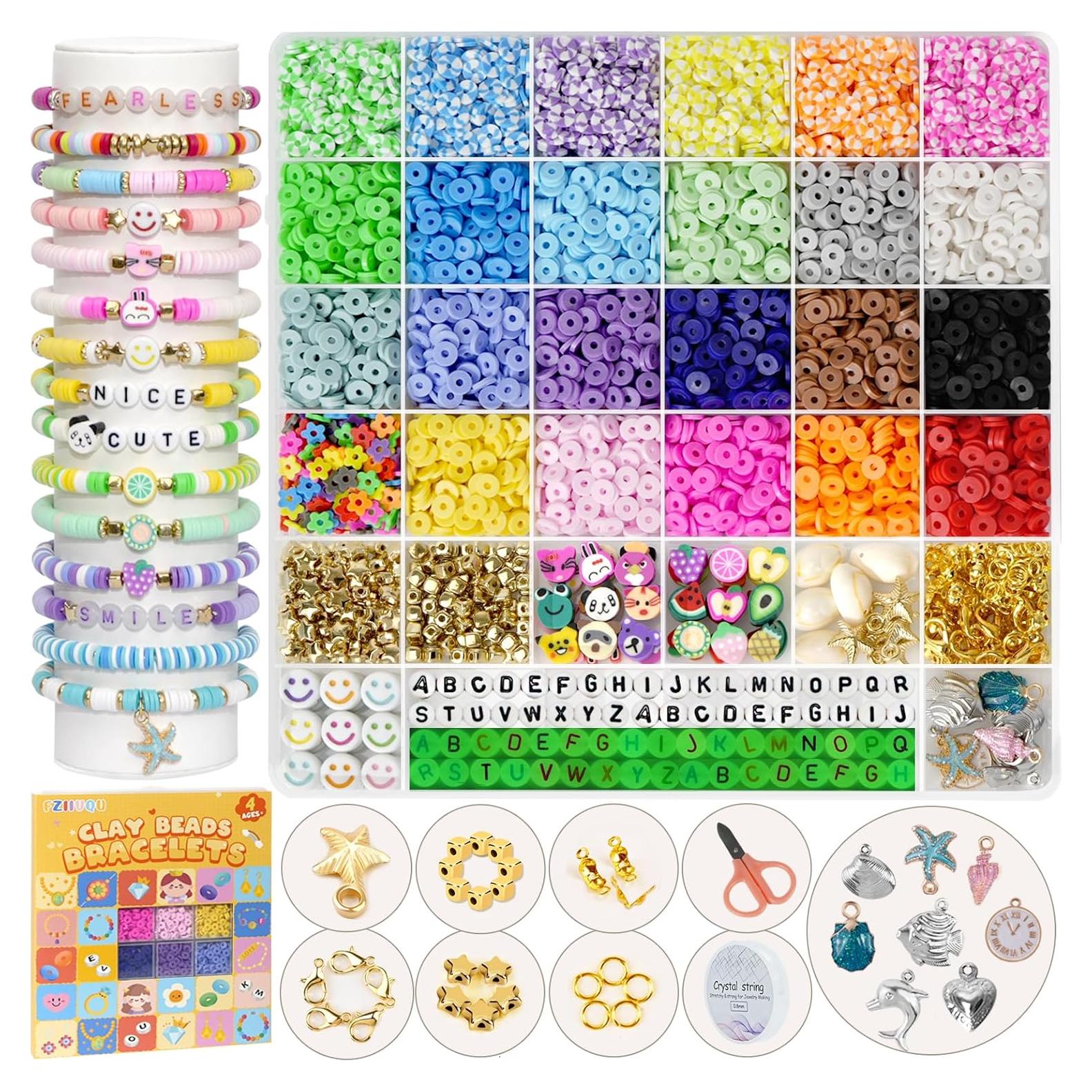 Kit de Fabricación de Pulseras FZIIVQU 6100 Piezas 24 Colores