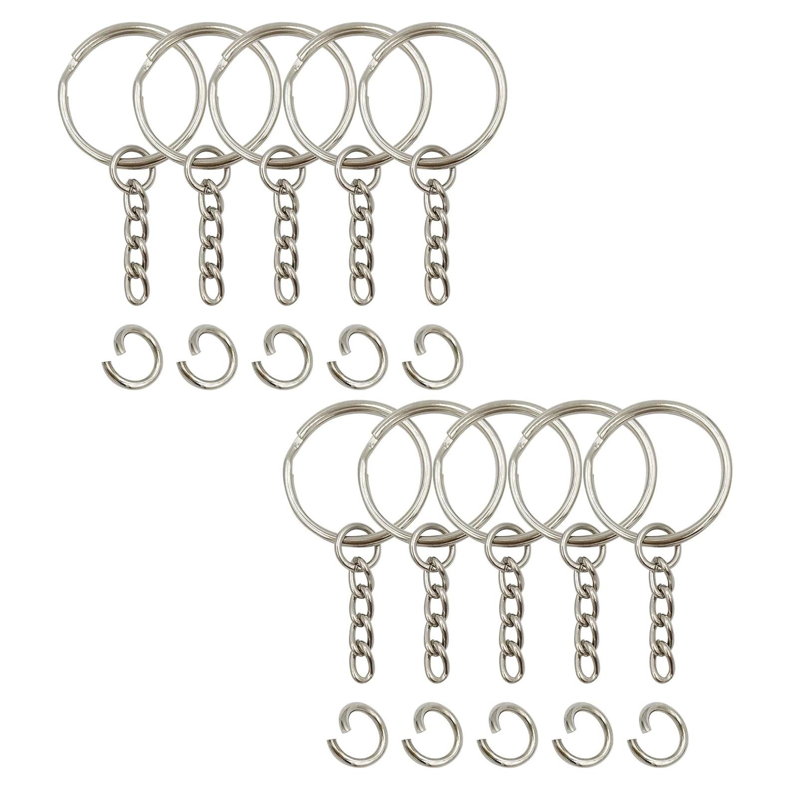 Anillo de Llave con Cadena Chadou 25mm Niquelado 50 Piezas