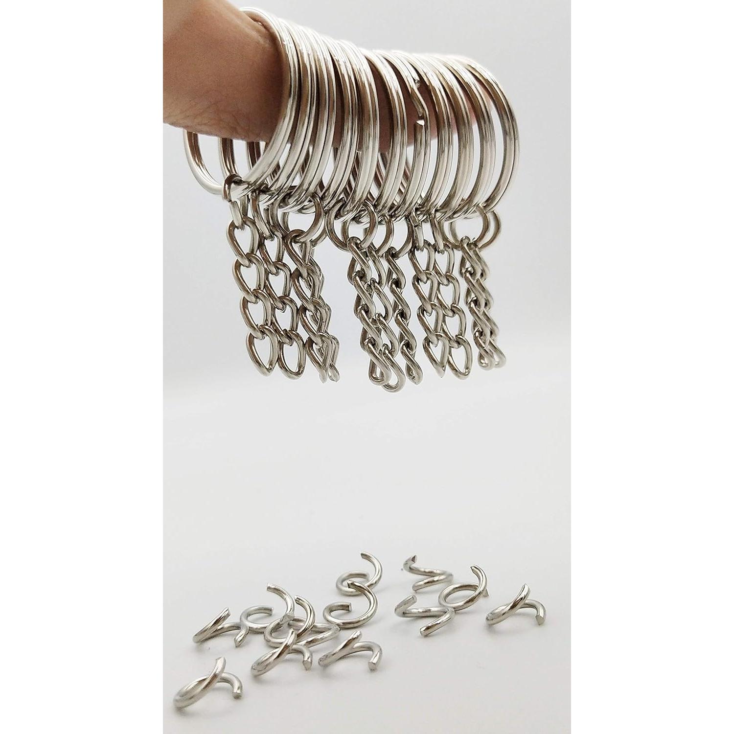 Anillo de Llave con Cadena Chadou 25mm Niquelado 50 Piezas