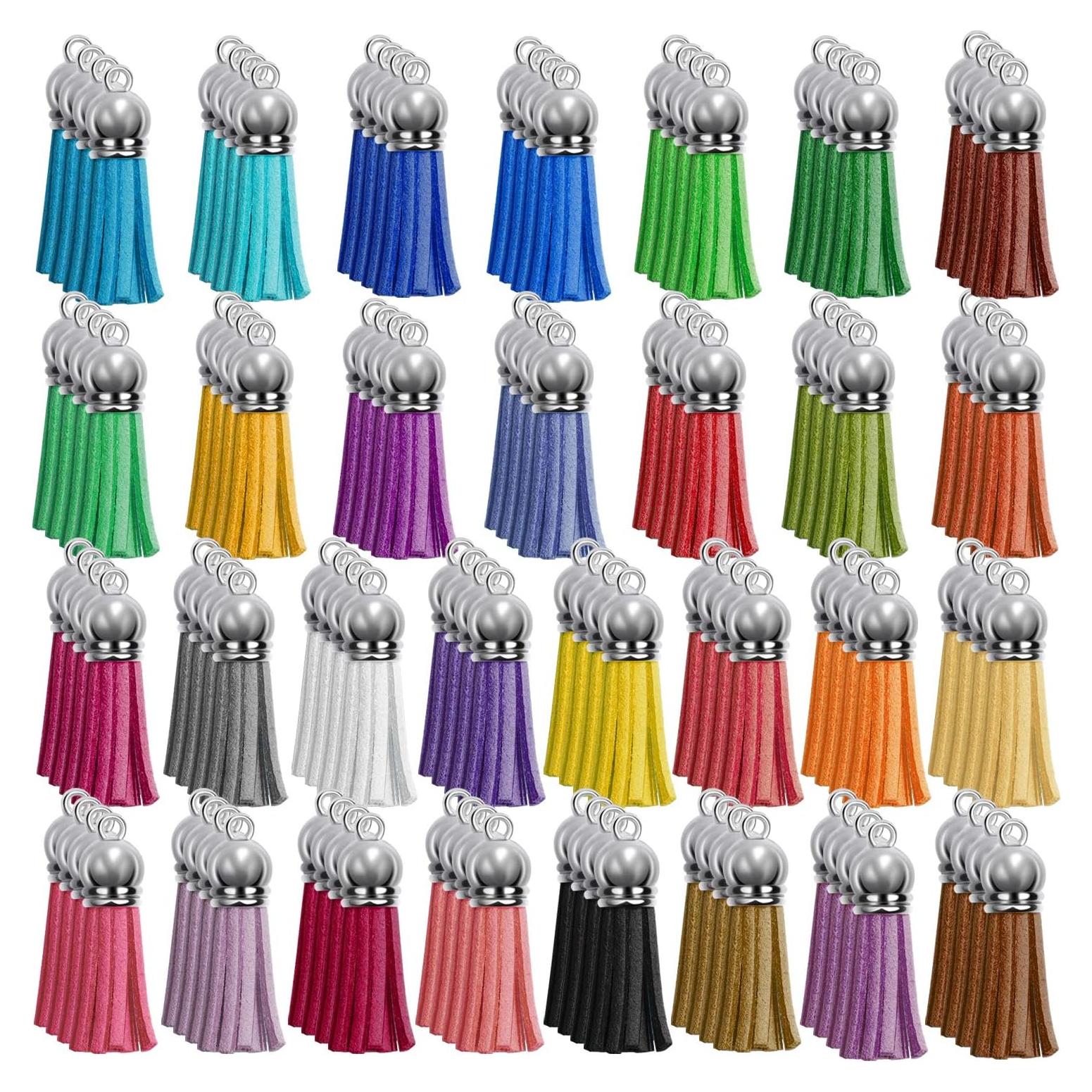 Paxcoo 120 Piezas Tassels de Llavero Multicolores 40mm