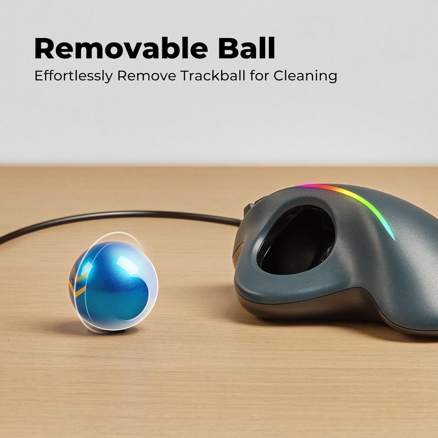Ratón Trackball Ergonómico PORLEI Rojo, 5 DPI Ajustables
