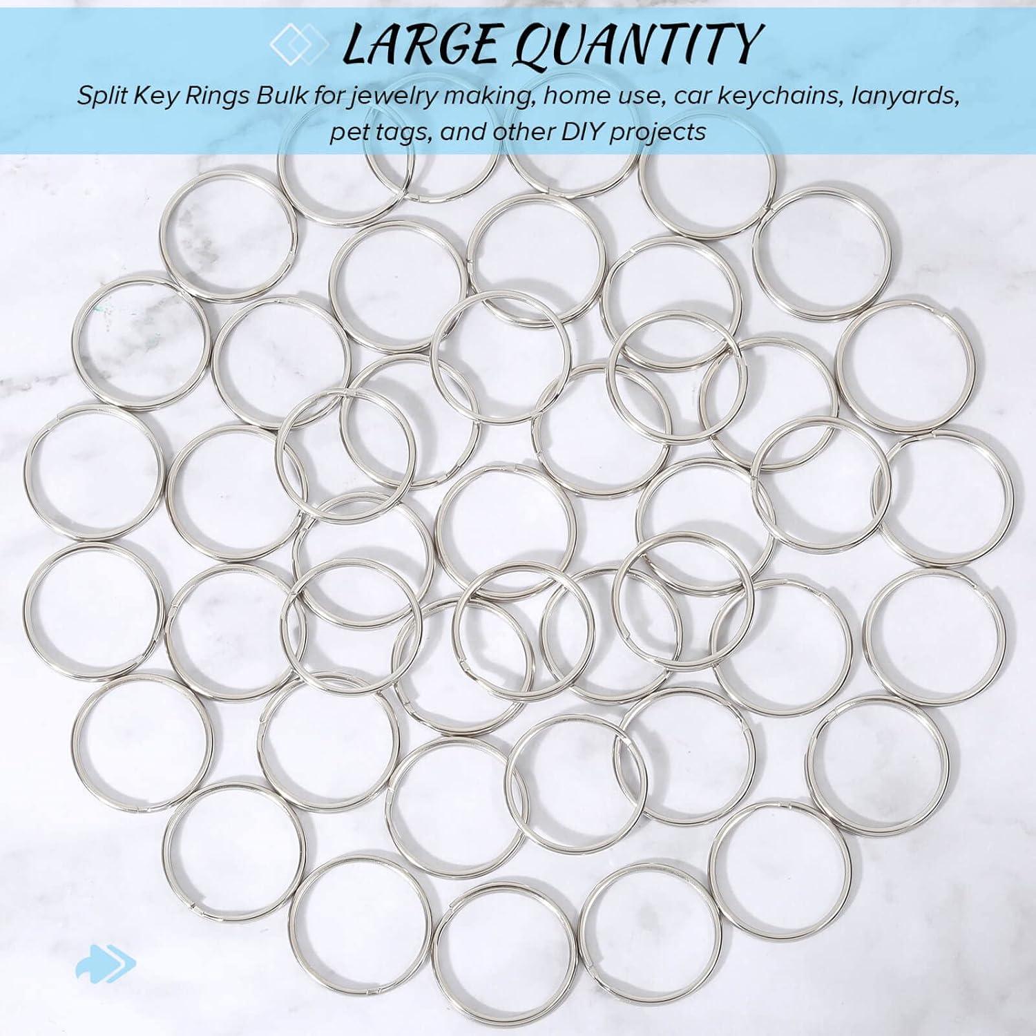 Anillos de Llave Divididos PAXCOO 200 Piezas 25mm Plata