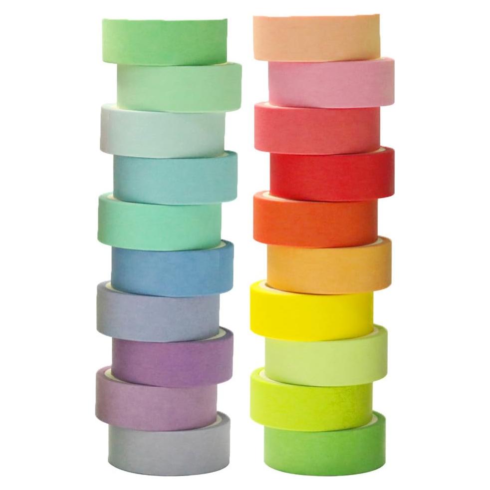Juego de 20 Rollos de Cinta Washi Maartla 15mm Arcoíris