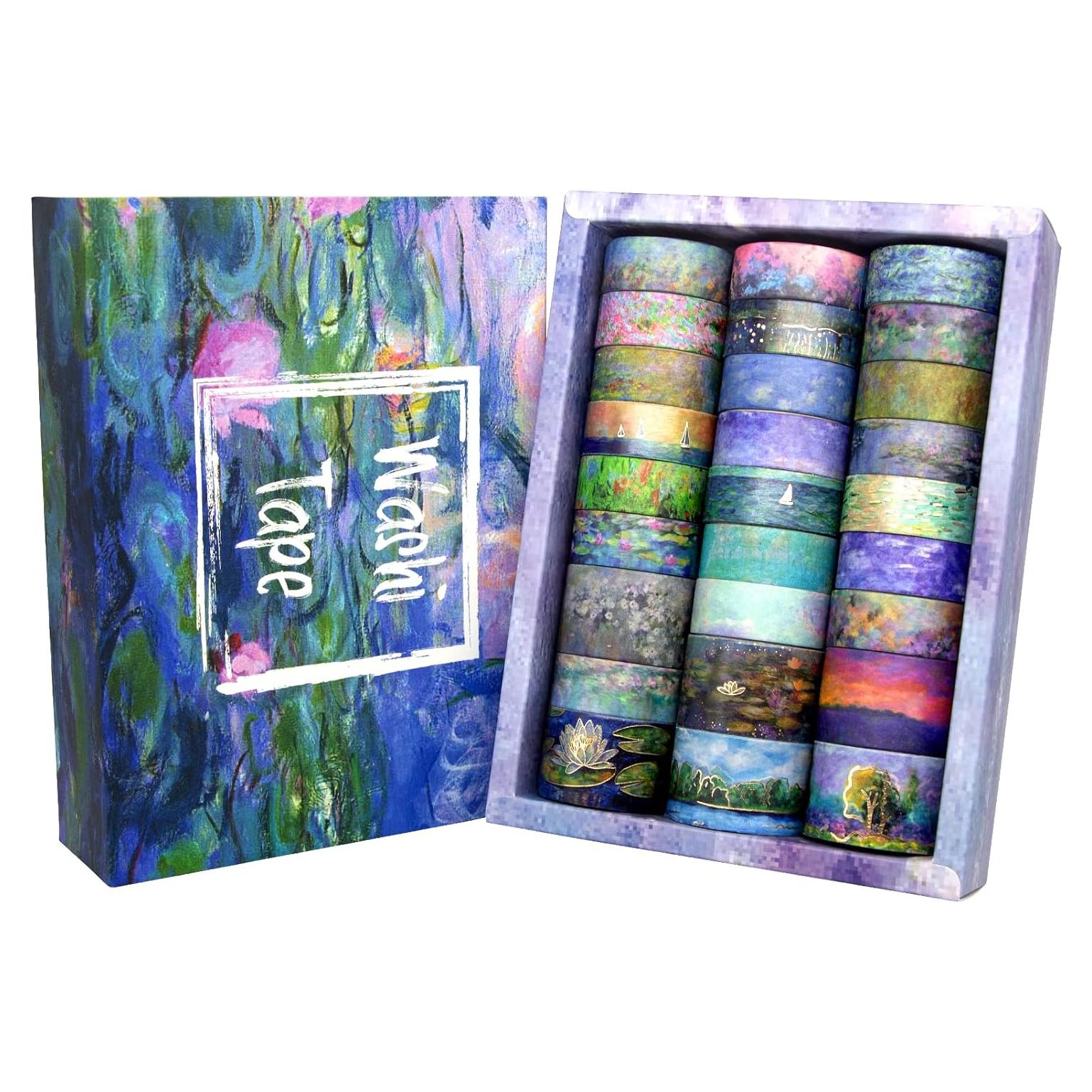 27 Rollos de Cinta Washi Vintage Monet - Decorativas 25mm y 15mm
