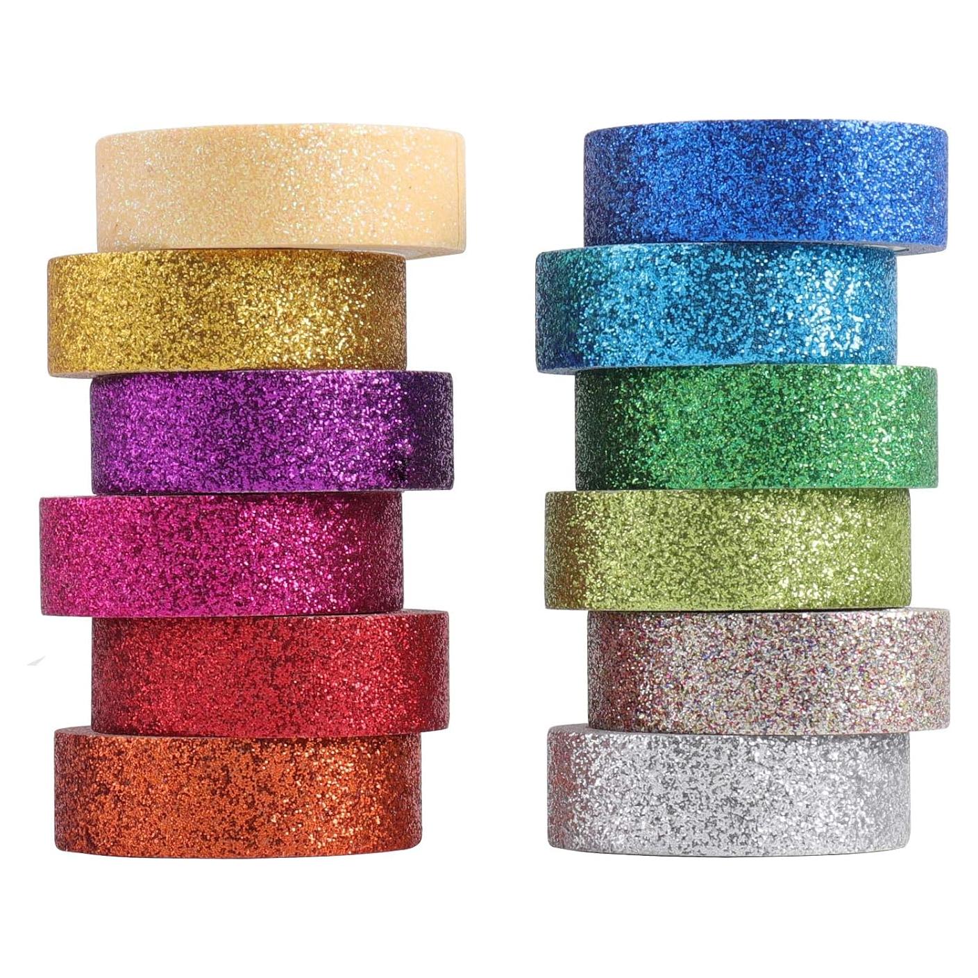 Set de Cinta Washi DIY Tesuivra - 12 Rollos Brillantes 15mm x 3m