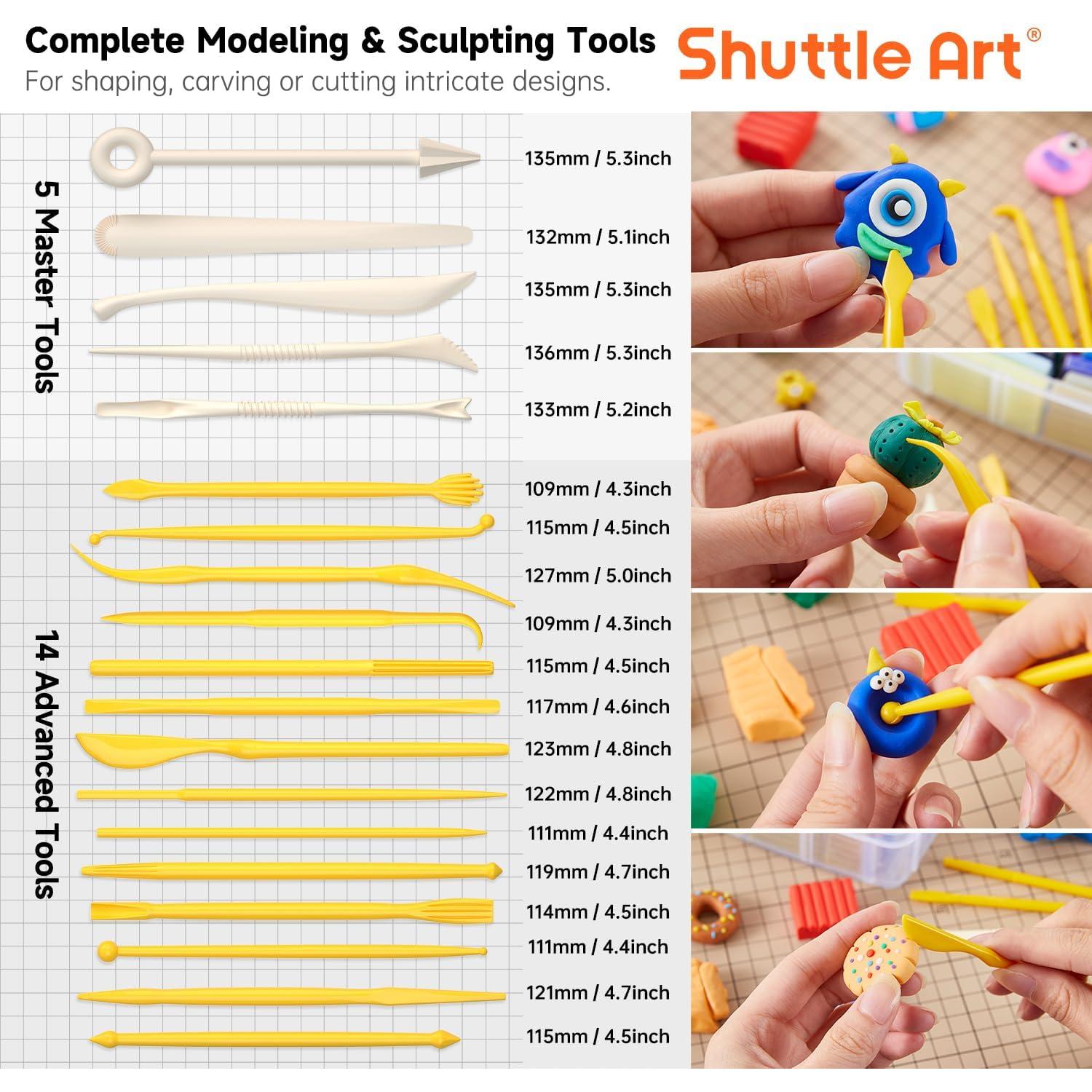 Kit de Arcilla Polimérica Shuttle Art - 60 Colores y 19 Herramientas