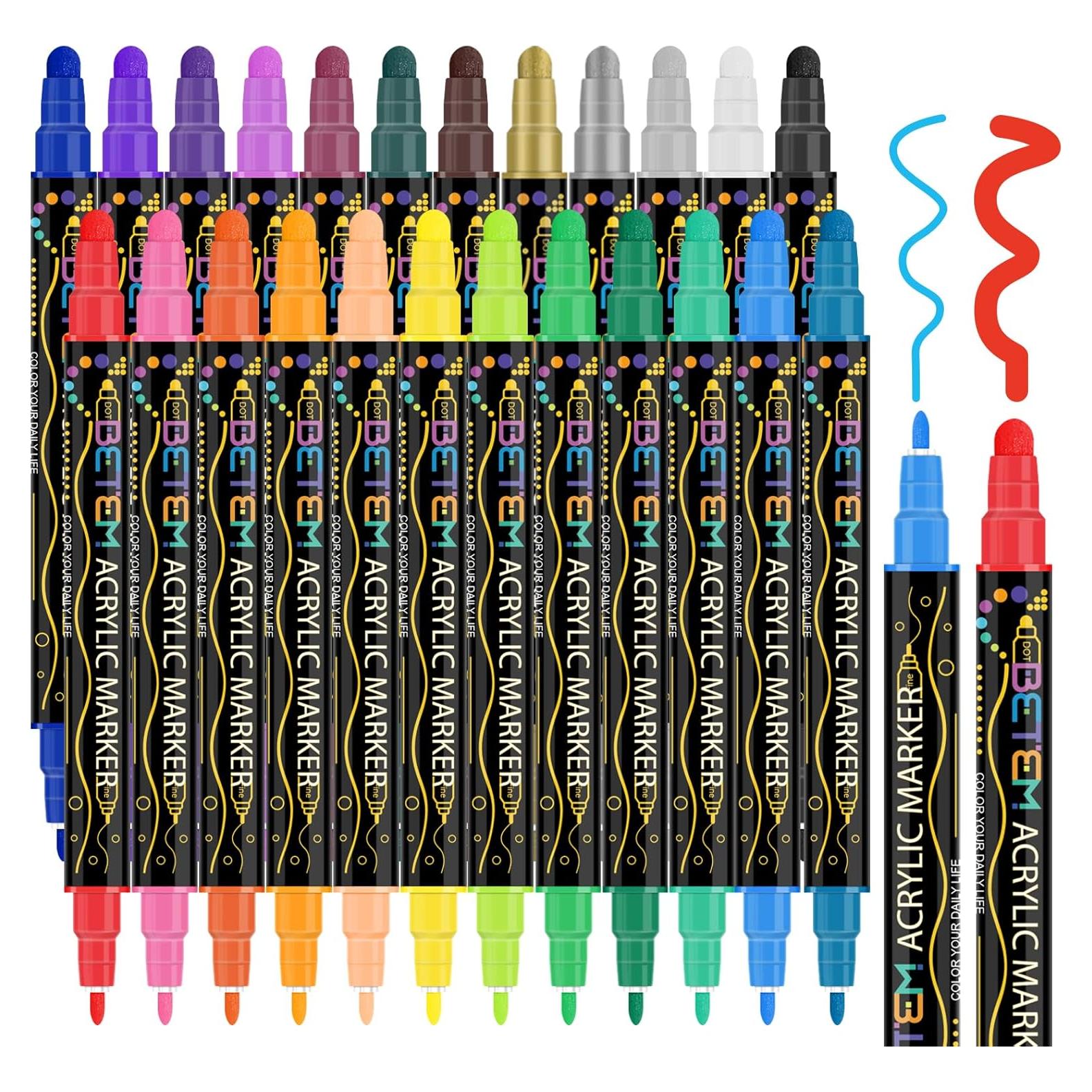 Marcadores de Pintura Acrílica Betem 24 Colores Doble Punta