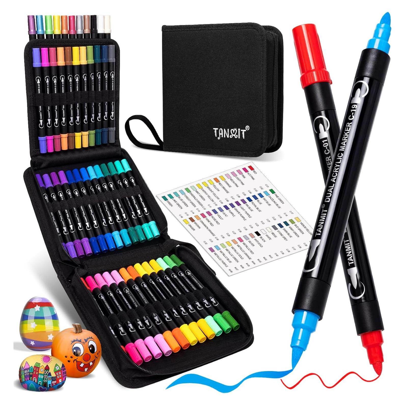 48 Marcadores Acrílicos Doble Punta TANMIT - Multicolor