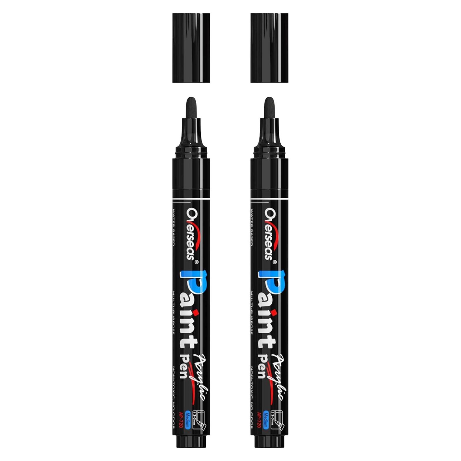 Marcadores Acrílicos Permanentes Overseas - 2 Unidades Negros