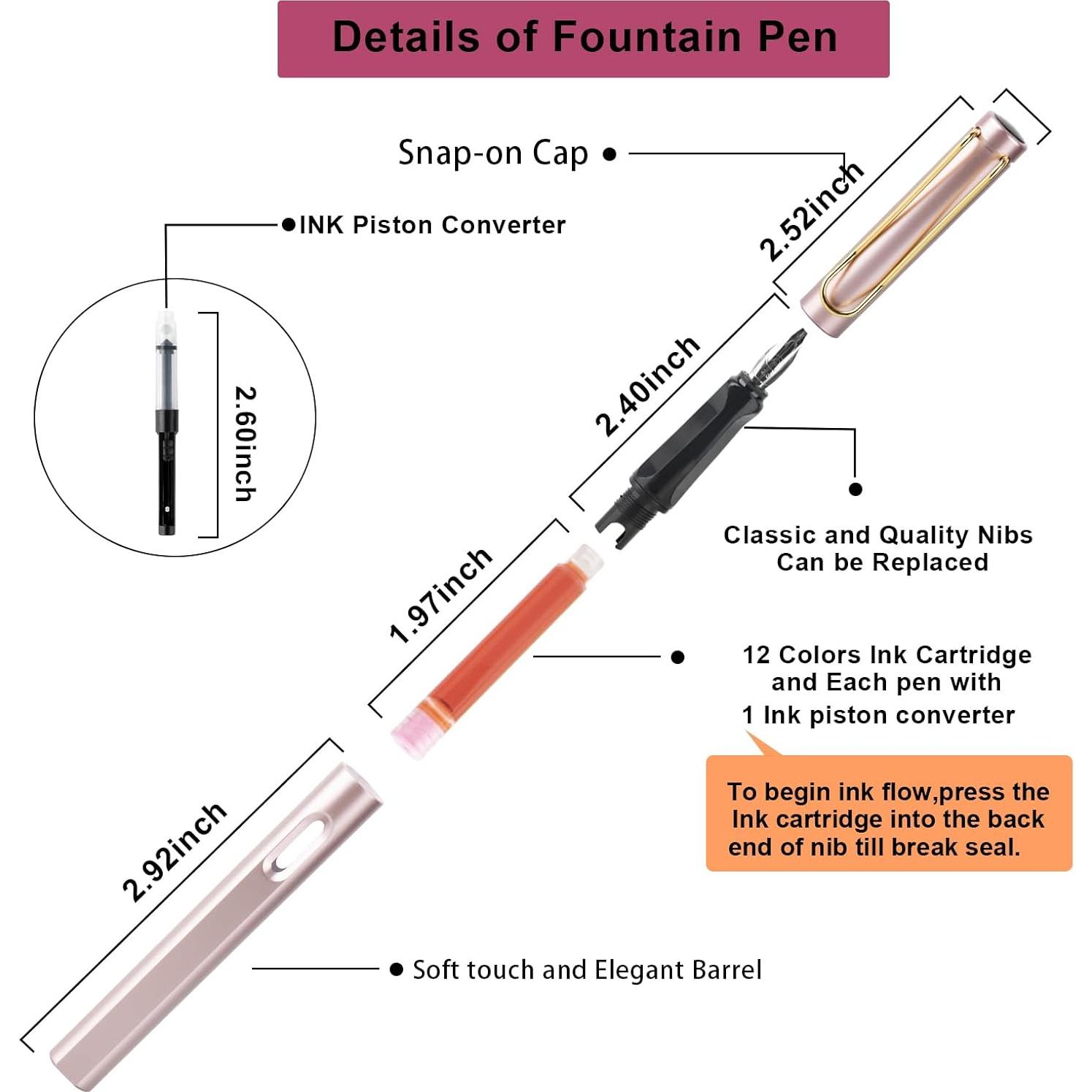 Juego de plumas de caligrafía TIANREN con 8 puntas y 60 cartuchos
