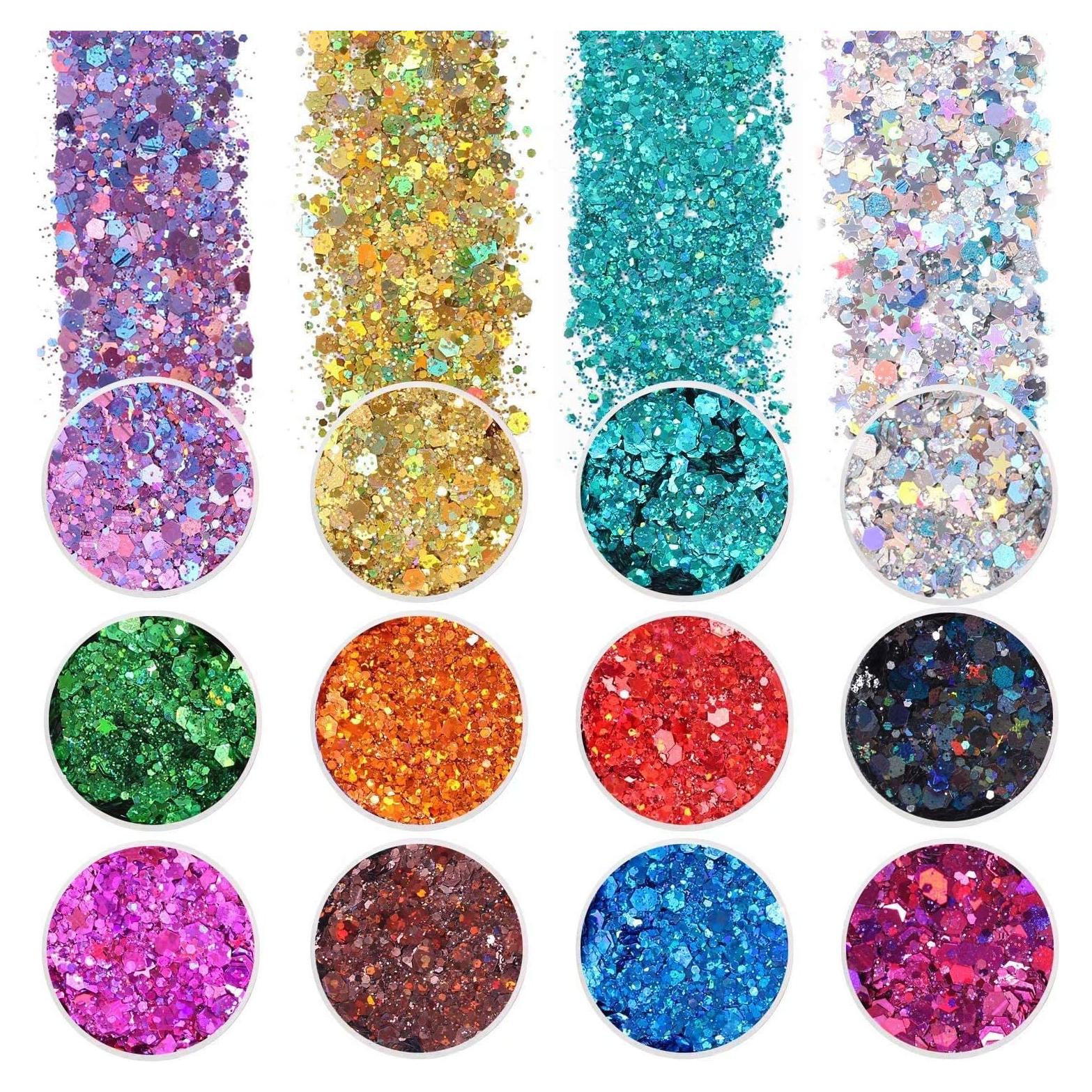 Set de 12 Glitters Chunky Holográfico Licool para Manualidades