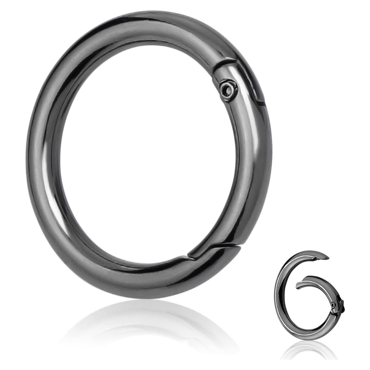 10 Piezas Anillos de Resorte Metal CooBigo 25 mm Negro