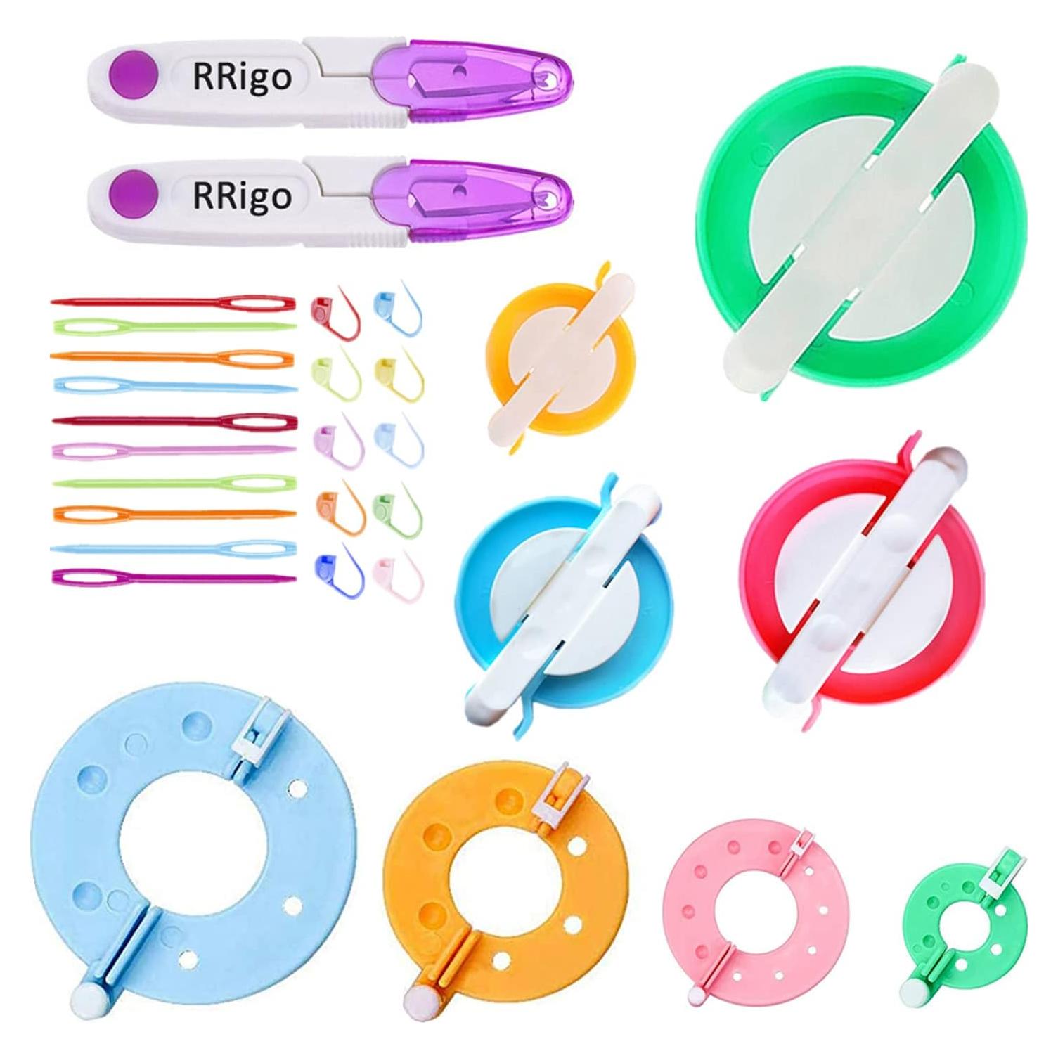 Hacedor de Pompones RRigo Set 8 Tamaños + 20 Agujas + Tijeras