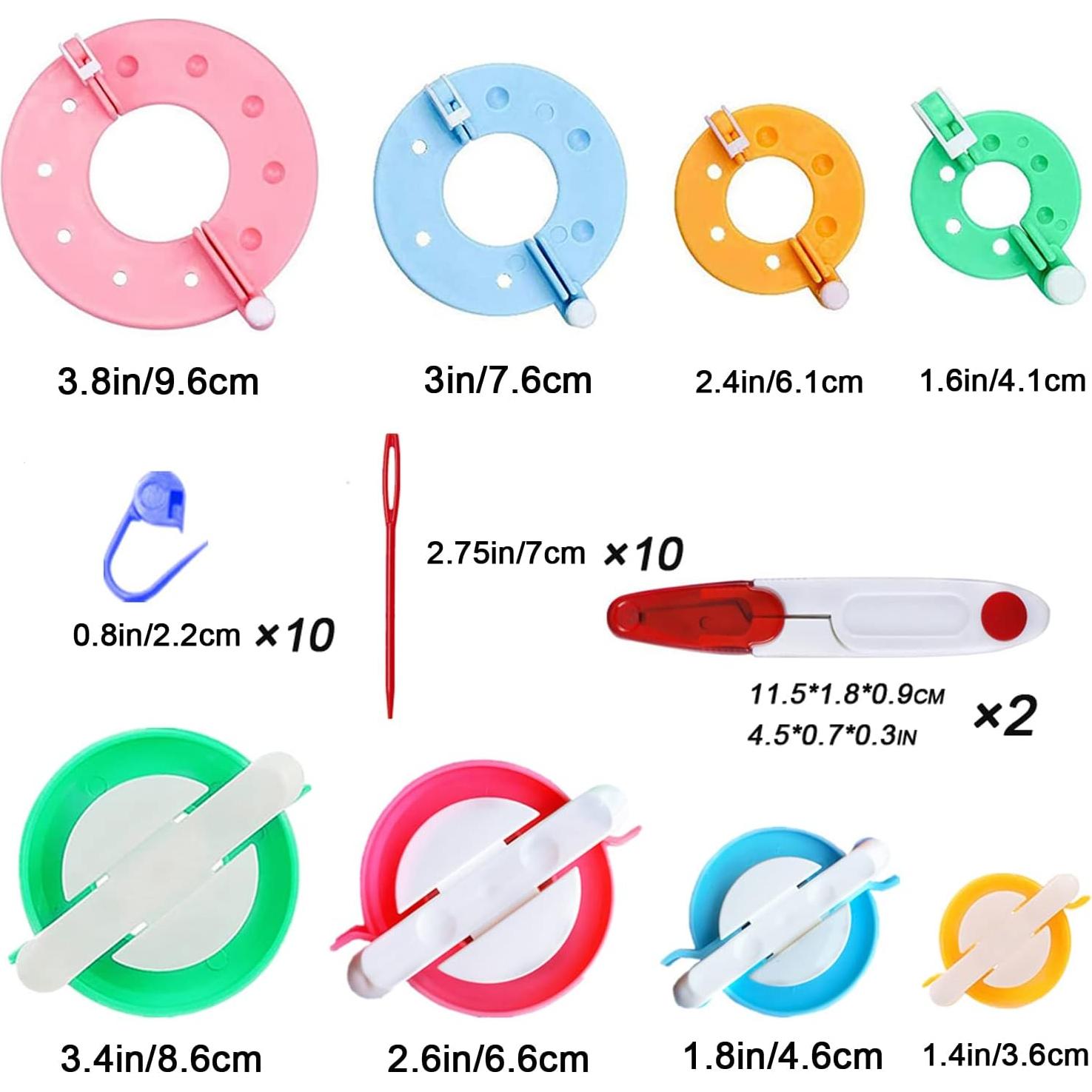 Hacedor de Pompones RRigo Set 8 Tamaños + 20 Agujas + Tijeras