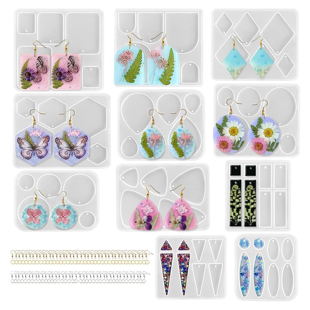 Kit de Moldes para Pendientes ResinWorld - 171 Piezas, Silicona