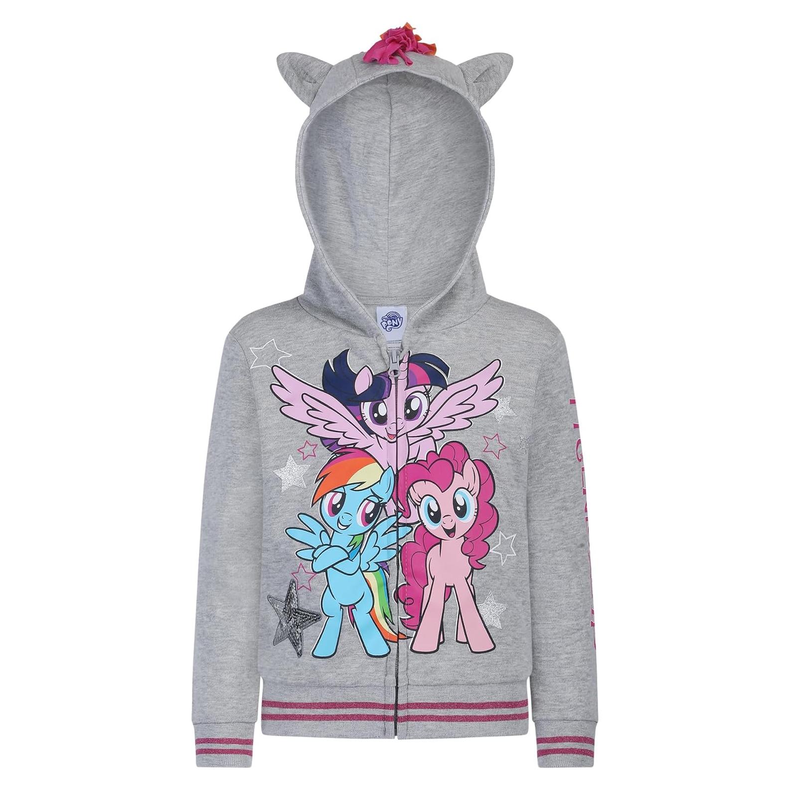 Sudadera Mi Pequeño Pony Gris con Cremallera y Orejas