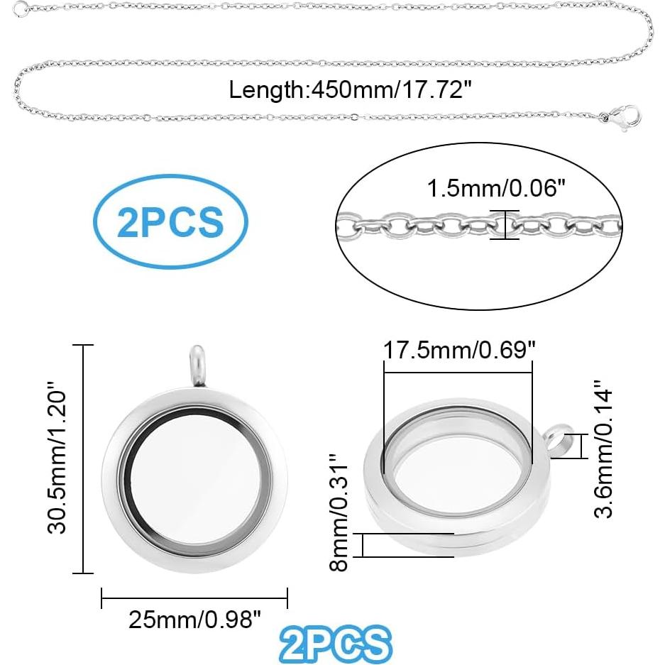 Collar Locket Acero Inoxidable UNICRAFTALE 45cm Doble Cara