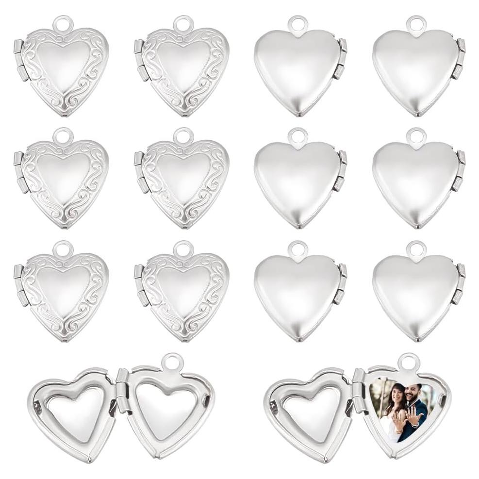 Colgantes de Acero Inoxidable UNICRAFTALE en Forma de Corazón 24pcs