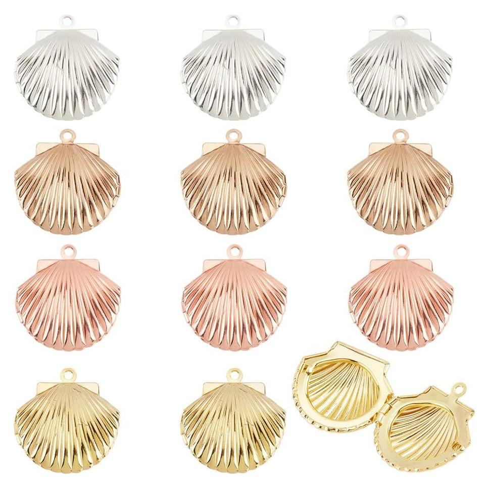 12 Encantos de Locket de Concha PH PandaHall - 3 Colores