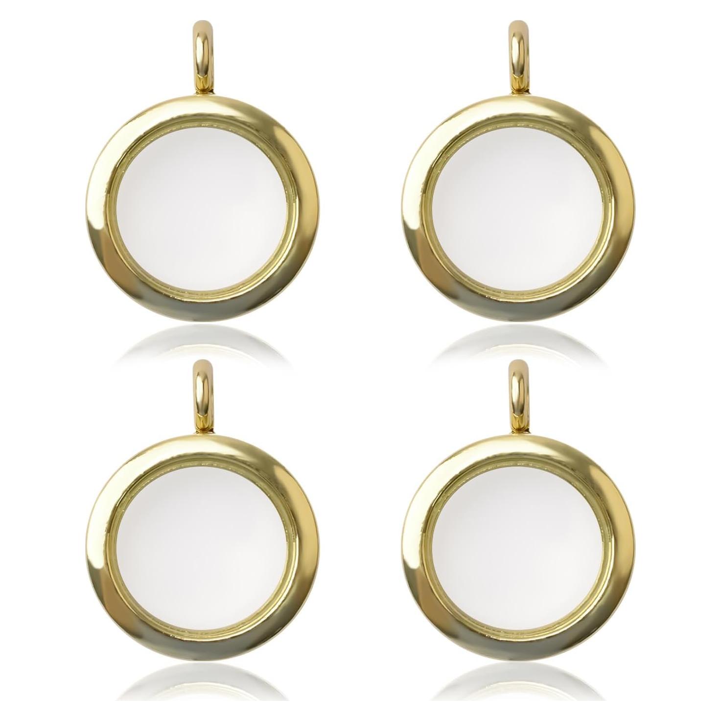 WANDIC Charms de Foto Dorados 4 Pcs 25mm para Collares