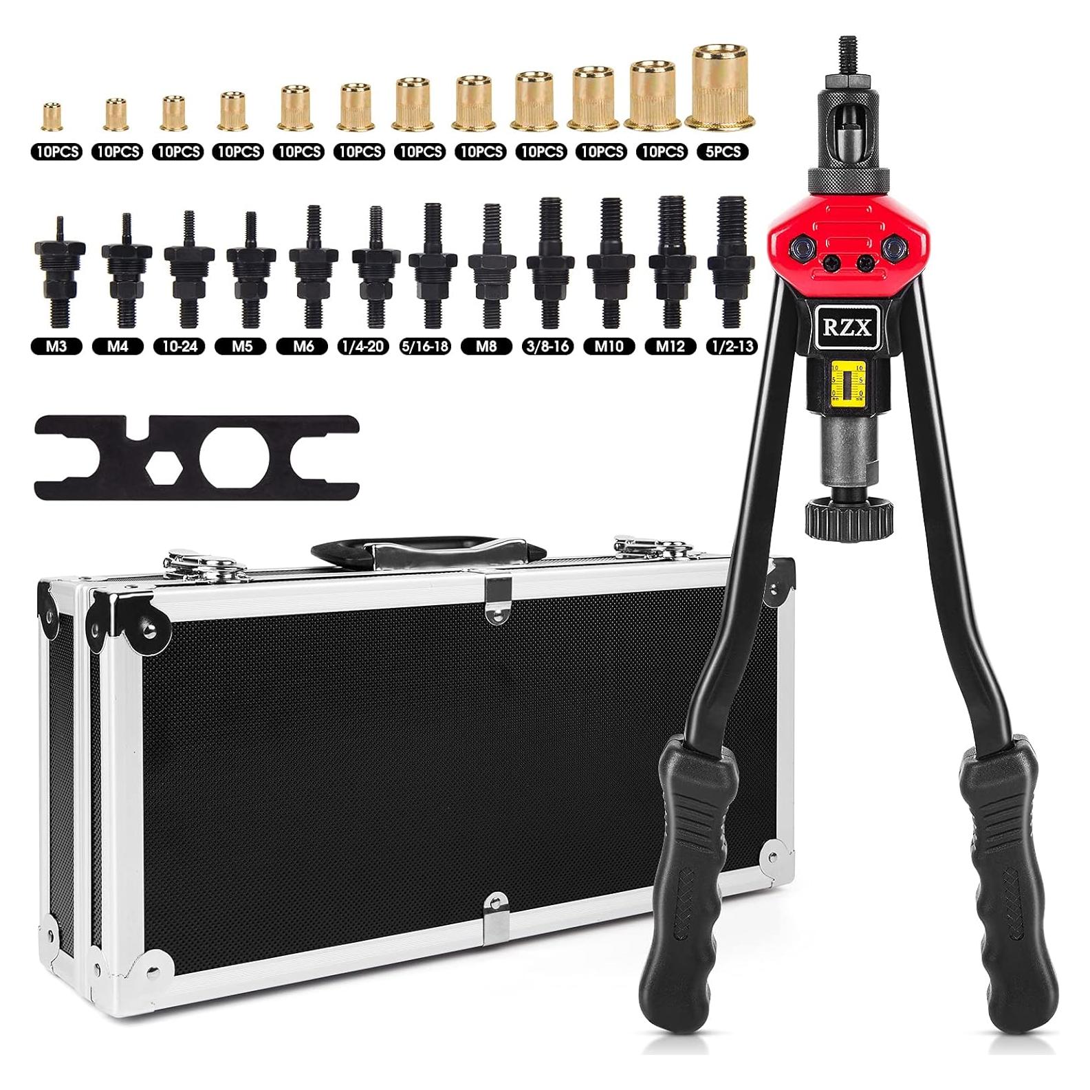 Herramienta de Tuerca Remachada RZX 16" Profesional con 12 Mandriles