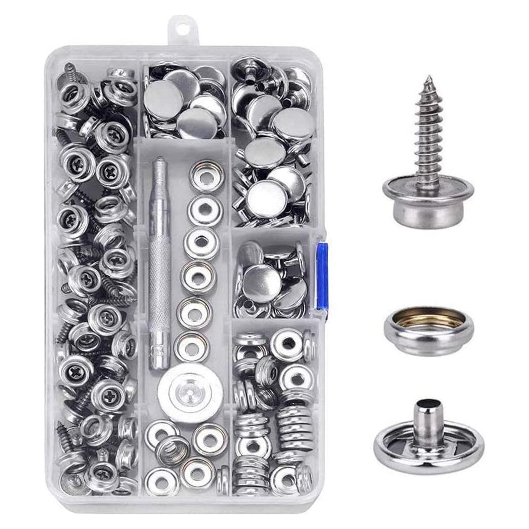 Kit de Botones de Lona CENOZ 150 PCS Acero Inoxidable 9.53 mm